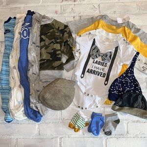 Babyboy 6m fall & winter footie sweater onesie  hat bundle!!
